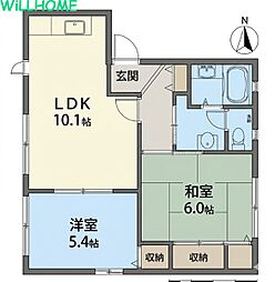 グリーンルーフ塩屋 2LDKの間取図画像