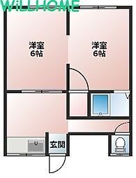 楠井アパート 2Kの間取図画像