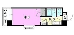 オクタワーズ松山道後 1Kの間取図画像