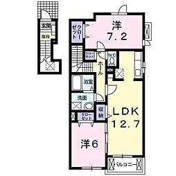 ソレイユK枝松A 2LDKの間取図画像