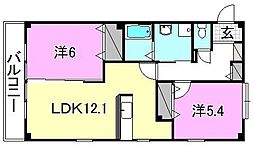 フォブール和 2LDKの間取図画像