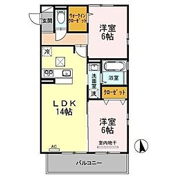 カーサプリマヴェーラ 2LDKの間取図画像