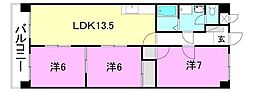 アビタ新空港通 3LDKの間取図画像
