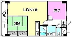 ハイシティ松山 2LDKの間取図画像