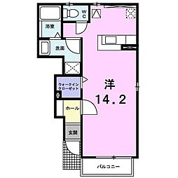 サンリットB棟 1Kの間取図画像