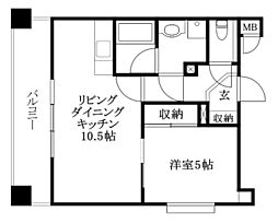 松山ウェスティン 1LDKの間取図画像