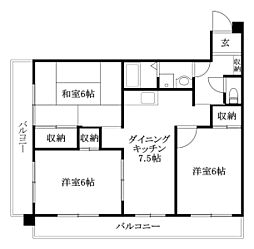 ゴトービルNo.7 3DKの間取図画像
