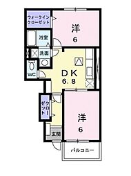 ボヌールプラスA 2DKの間取図画像
