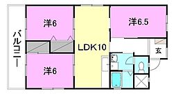 第2日興マンション 3LDKの間取図画像