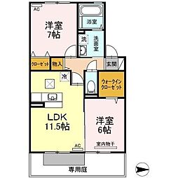 サンディーアA 2LDKの間取図画像