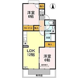 セントラルヴィレッジ 2LDKの間取図画像