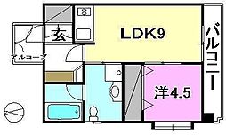 ヴェルデ・ビュー大手町 1LDKの間取図画像