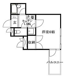 サンライズ豊坂 1Kの間取図画像
