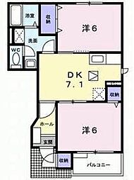 ソレアード 2DKの間取図画像