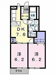 ハイムサンヒルズB 2DKの間取図画像