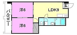 カサグランデ市坪 2LDKの間取図画像