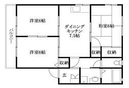 ディアスムラカミB 3DKの間取図画像