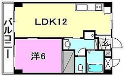 ビージョイマンション1号館 1LDKの間取図画像