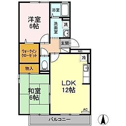 サンシャインハイツA 2LDKの間取図画像