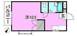 ROUNDSTONE枝松 ワンルームの間取図画像