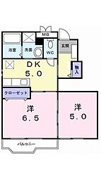 リブウェルさや 2DKの間取図画像