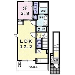 ココ・クレール 1LDKの間取図画像
