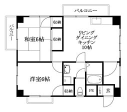 コスモリヴェール小栗 2LDKの間取図画像
