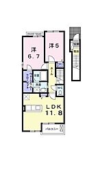 CasaCamellia松山インター1 2LDKの間取図画像
