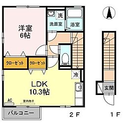 コーポセゾン 1LDKの間取図画像