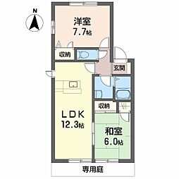 グランシードあいB 2LDKの間取図画像