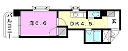 KBコート味酒 1DKの間取図画像