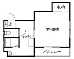 亀田ビル 1Kの間取図画像
