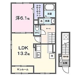 ルークテラス山西 1LDKの間取図画像