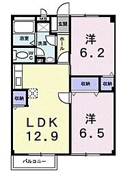 サンフィールドK 2LDKの間取図画像