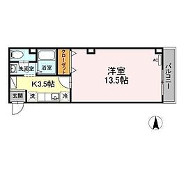 リビングアレイ・K 1Kの間取図画像