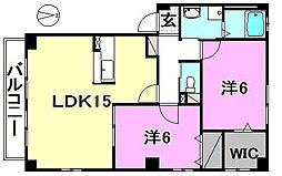 フォブール志水 2LDKの間取図画像