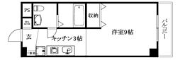 カローラ樽味 1Kの間取図画像