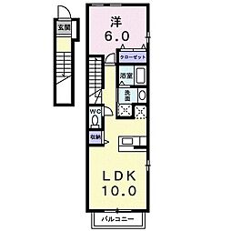 クレメント・エヌA 1LDKの間取図画像