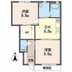 テラスコート東垣生A 2DKの間取図画像