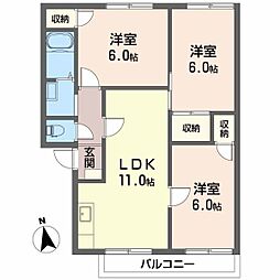 フレグランス小坂B 3LDKの間取図画像