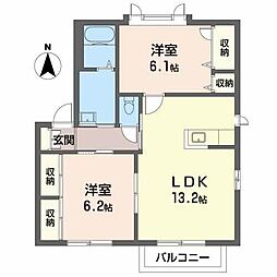 ウエストフィールドA 2LDKの間取図画像