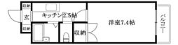 カーサグラン桑原 1Kの間取図画像