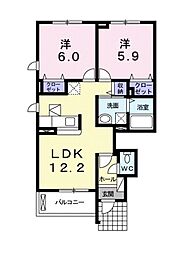 アイローサB 2LDKの間取図画像