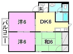 ラフレシア杉浦E 3DKの間取図画像