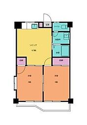 サンピア・本町 2DKの間取図画像