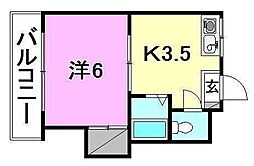 ミウラビル 1Kの間取図画像