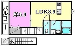 ヴェルグレーヴェア北条中央プレミアム 1LDKの間取図画像