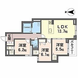 シャーメゾンステージ古川西B 3LDKの間取図画像