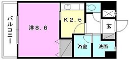ロイヤルビラ南小坂 1Kの間取図画像