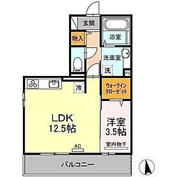 A&M朝生田B 1LDKの間取図画像